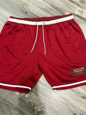 Vintage Rare “YangVibe” Red Drawstring Mens XL Basketball Shorts Like New